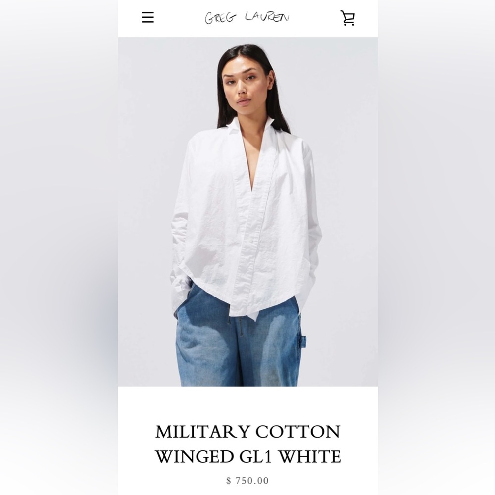 Greg Lauren Military Cotton Winged GL1 white shirt